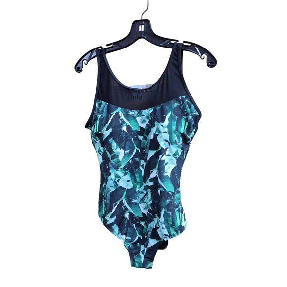 Womens Size 12 Tropical Leaf Print One-Piece Swimsuit By Your Best Look - Picture 1 of 4